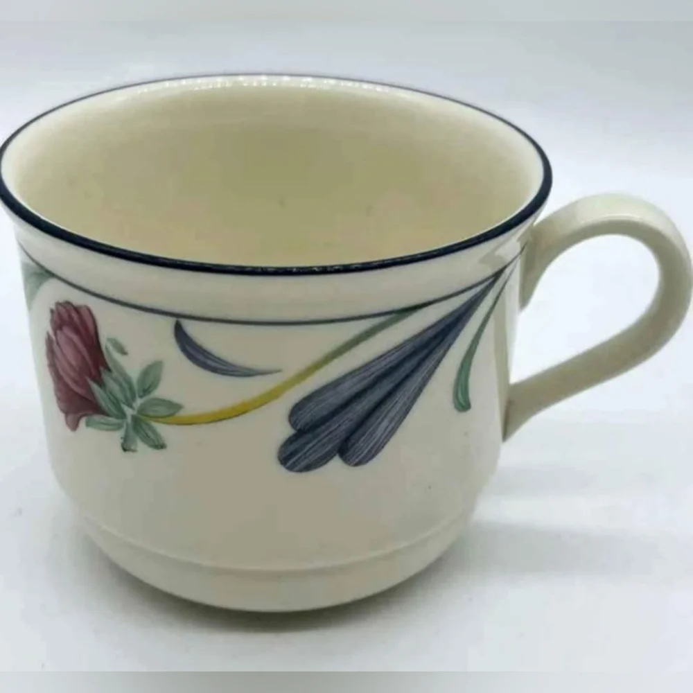 Lenox Bone Chinastone Poppies On Blue Coffee Tea Mug Set Of 12